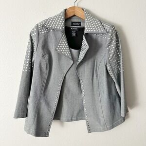 Ashro Riva Silver Studded Gray Women's Jacket and Shell Set‎ women's size 14